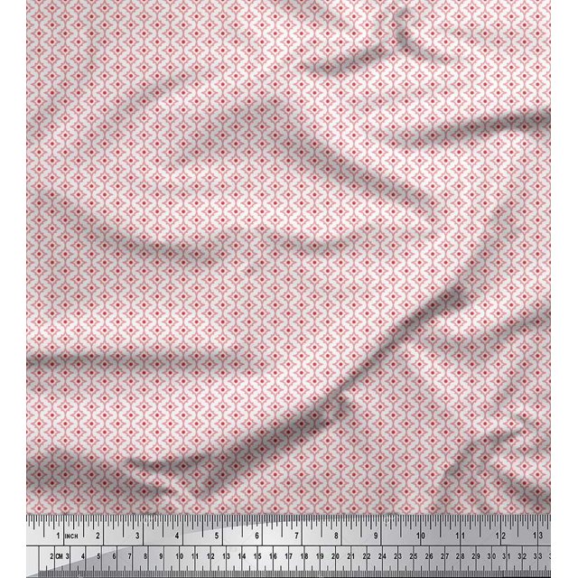 Soimoi Polyester Crepe Fabric Dot & Floral Small Print Fabric by The Yard 52 Inch Wide