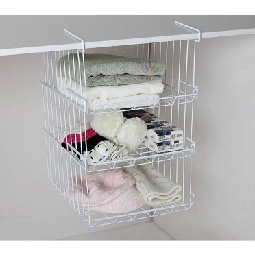 Under Shelf Basket,1 Pack Under Cabinet Storage , White Wire Under Shelf Hanging Storage Organization Basket