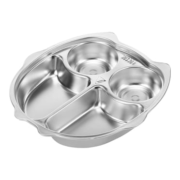 Food-Grade Stainless Steel Kids Divided Dish, Lightweight Durable Toddler Meal Plate for Home, Camping, and Travel