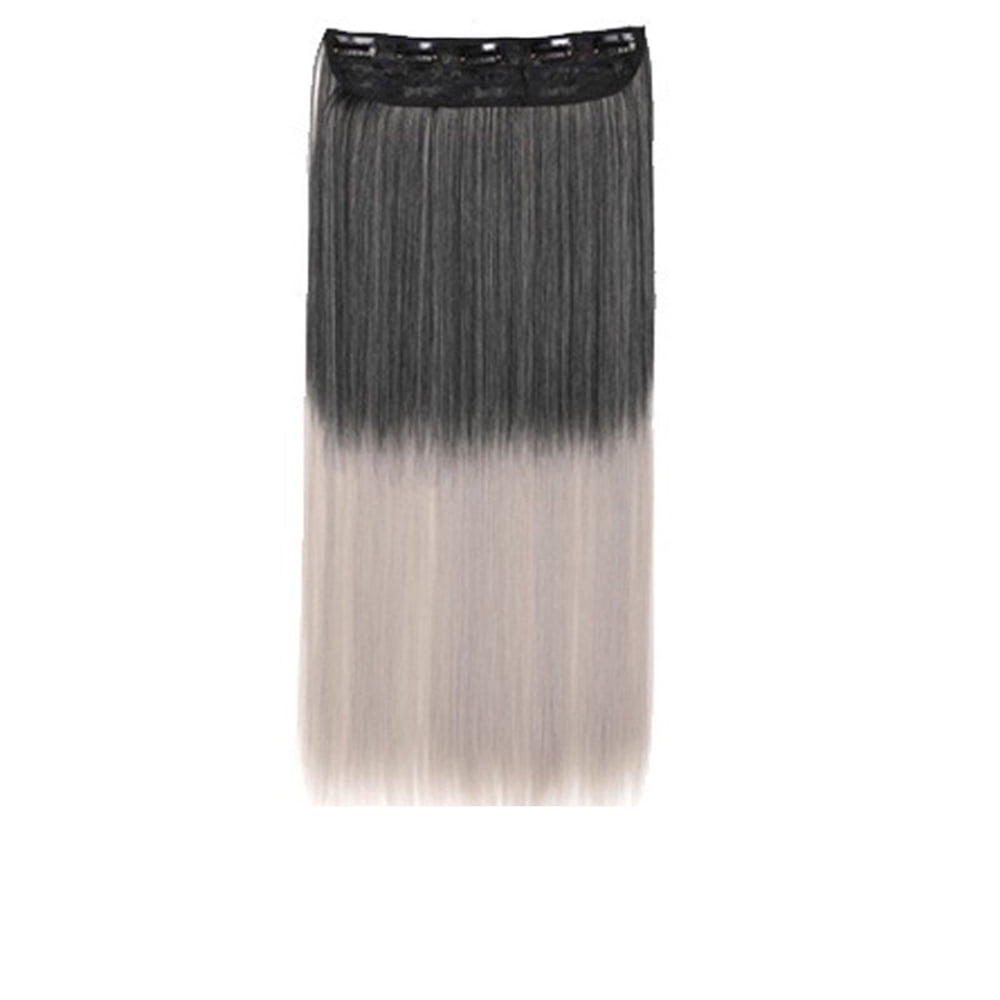 Rallonge de Cheveux de 23,6 Pouces, Lisse, à Clip, Rallonges de Cheveux Synthétiques avec 5 Pinces par Postiche pour Femmes et Filles
