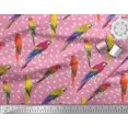 thumbnail image 2 of Soimoi Pink Poly Georgette Fabric Macaw Parrot Bird Print Fabric by the Yard 42 Inch Wide, 2 of 3