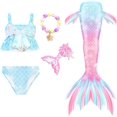 thumbnail image 1 of 5PCS Mermaid Tails for Swimming for Girls Kids Mermaid Swimsuit Costume Princess Bikini Set Bathing Suits High quality, 1 of 5
