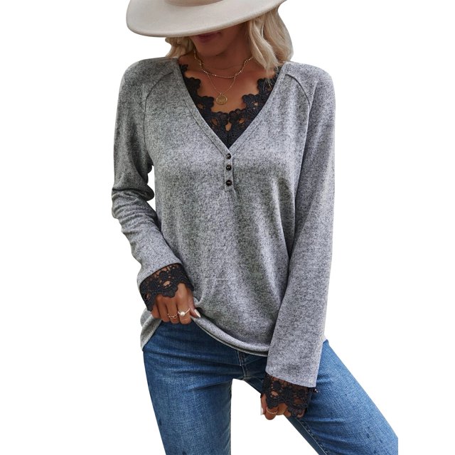 Haut Tricoté pour Femmes, Col en V, Manches Raglan, Confortable pour le Travail, pour les Rendez-Vous, Gris, Noir, Rouge, Bleu, Kaki, Rose Vif, Couleur Citrouille