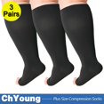 thumbnail image 1 of MesaSe 2Pack 4XL Toeless Compression Socks Unisex Extra Wide Calf Open Toe Support Circulation 20-30 mmHg Knee High for Fatigue Pain Leg Swelling Soothing Comfy Gradient Support Prevents, 1 of 10