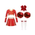 thumbnail image 1 of Sxiwei Kids Girls Cheerleading Uniform Cheer Outfits Metallic Patchwork Competition Performance Costume D05 8, 1 of 5