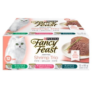 Fancy Feast Shrimp Trio Lot de variétés, aliments pour chats mouillés 12 X 85g