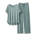 thumbnail image 2 of Weiqiqre Ensembles de Pyjama pour Femmes Pyjamas Rafraîchissants Ensembles Assortis d'Été Manches Courtes Ensemble de Détente Femmes, 2 of 3