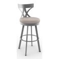 thumbnail image 1 of Amisco Washington 26" Swivel Stool - Cream Faux Leather/Glossy Gray Metal, 1 of 4