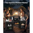 thumbnail image 2 of KFFKFF Foldable Camping Table, Portable Camping Kitchen Table Outdoor, Aluminum Portable Cook Station with 3 Storage Cupboard, Carrying Bag, Detachable Windscreen, Quick Set-up, 2 of 9
