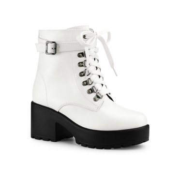 Unique Bargains Bottes de Combat à Cheville à Plateforme à Talon Épais pour Femmes