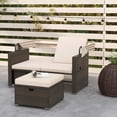 thumbnail image 4 of Costway Lit de Jour en Rotin pour Patio Extérieur avec Auvent Rétractable et Dossiers Réglables Beige, 4 of 10