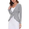 thumbnail image 4 of INSPIRE CHIC Women's Dressy Cardigan Sweaters Tie Front Draped Ruffle Knit Cardigans XL Light Gray, 4 of 7