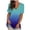 Blue, variant on Mefallenssiah Women's Fashion Casual Gradient V-neck Short Sleeve Loose T-shirt Tops Blue XXXL