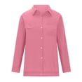 thumbnail image 3 of QIPOPIQ Chemise en Bambou Coton Lin Col en V Boutonnée Manches Longues/en Rouleau Blouse de Travail Décontractée à Col en Solde, 3 of 5