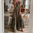 thumbnail image 1 of SMihono Robes d'Été Bohémiennes Femmes Grande Taille Mode Femmes Chiffon Été Décontracté Imprimé Col en V Manches Courtes Robe Longue, 1 of 7