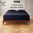 thumbnail image 2 of 6-PC RV King Egyptian 1000-TC Cotton Sheet Set - 18" Deep Pockets with 1 Fitted Sheet, 1 Oversized Flat Sheet 4 Pillowcases - Navy Blue, 2 of 7
