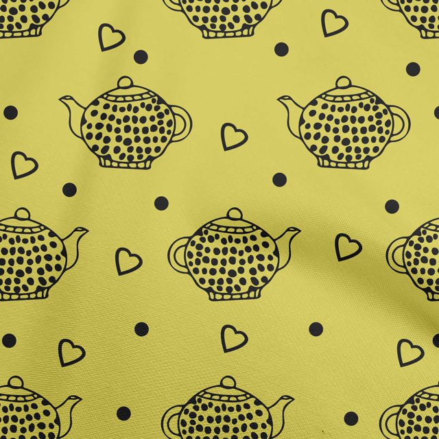 oneOone Rayon Lime Green Fabric Tea Kettle Sewing Craft Projects Fabric Prints By Yard 56 Inch Wide