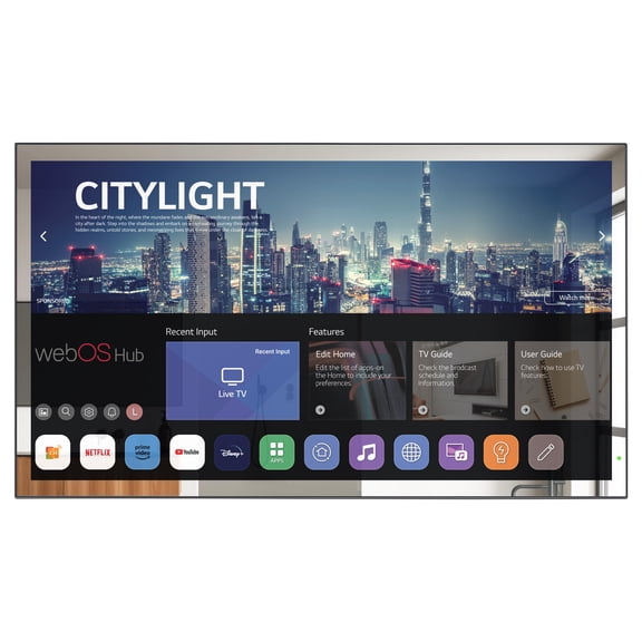 Soulaca 27 inches Smart Bathroom Mirror LED TV Waterproof ATSC Tuner webOS System AI Built-in Alexa Voice Control