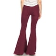 thumbnail image 3 of Feinuhan Women's High Waist Flared Bell Bottom Jeans, Burgundy, X-Large, 3 of 5