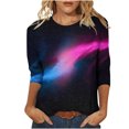 thumbnail image 1 of Birdeem T-Shirt Mode Femme Imprimé Ample Manches 3/4 Blouse Col Rond Hauts Décontractés, 1 of 5