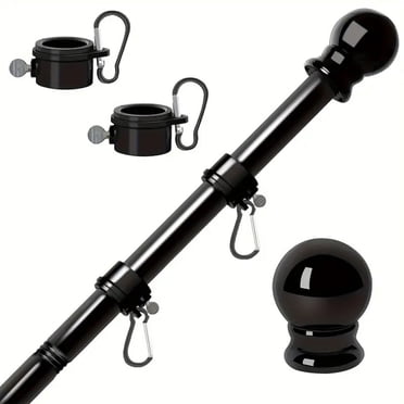 Seyotauo Flag Pole Kit- Stainless Steel 6 FT Flag Poles with Stainless 360° Rotating Flag Pole Rings Clip, Two-Position Flag Pole Holder Brackets Mounting for Outside House Outdoor Porch