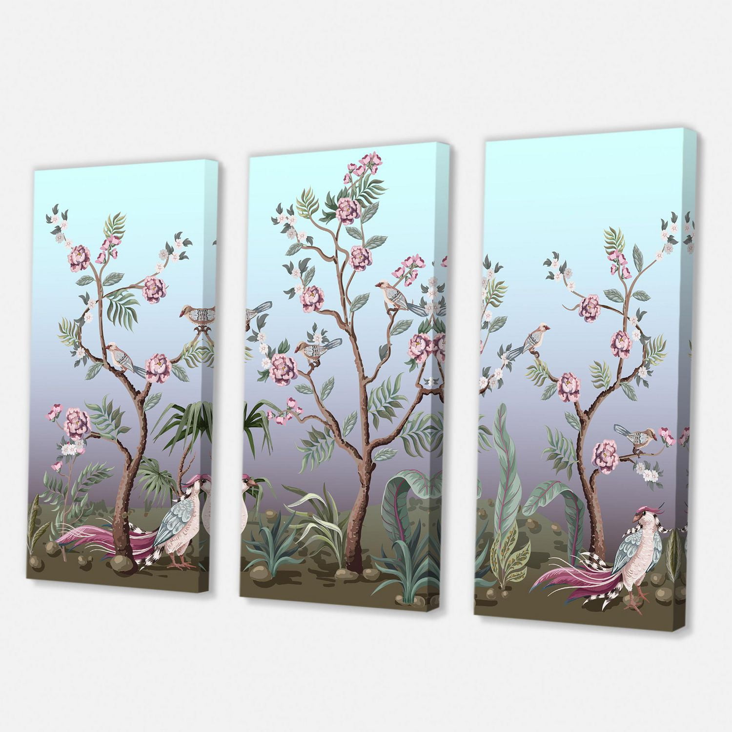 Designart Chinoiserie Aux Oiseaux Et Pivoines II Art mural sur toile