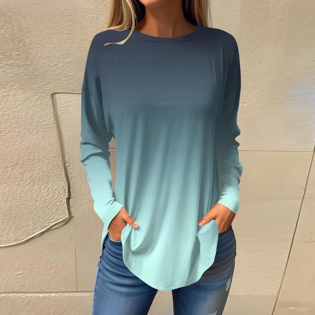 Birdeem Blouses d'Automne à Col Rond pour Femmes, Mode Smockée, Manches Longues