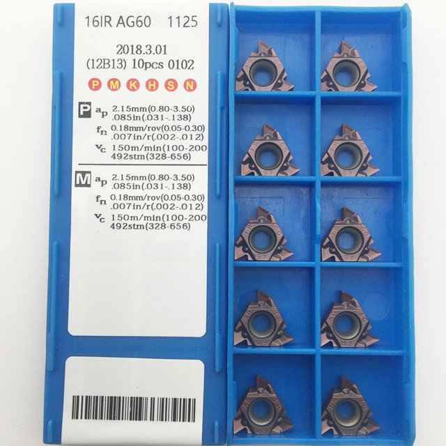10pcs 16IR AG60 1125 CNC Carbide Insert Lathe Threading inserts 16IR 3/8\" AG60