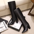 thumbnail image 5 of LSLJS Bottes d'Automne et d'Hiver à Talons Hauts Épais à Imprimé Serpent, Tige Manchon, Bout Rond, Cuissardes Bottes pour Femmes, Bottes Mi-Mollet à Talons Hauts pour Femmes, 5 of 5