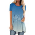 thumbnail image 1 of Birdeem Mode Femmes Mode Manches Courtes Col Rond T-Shirt Long Imprimé Blouse Hauts Amples, 1 of 4