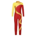 thumbnail image 2 of Jelory Justaucorps Intégral de Gymnastique pour Filles Enfants, une Pièce à Manches Longues avec Strass, Justaucorps Combinaison de Danse Ballet Jaune&Rouge 16, 2 of 6