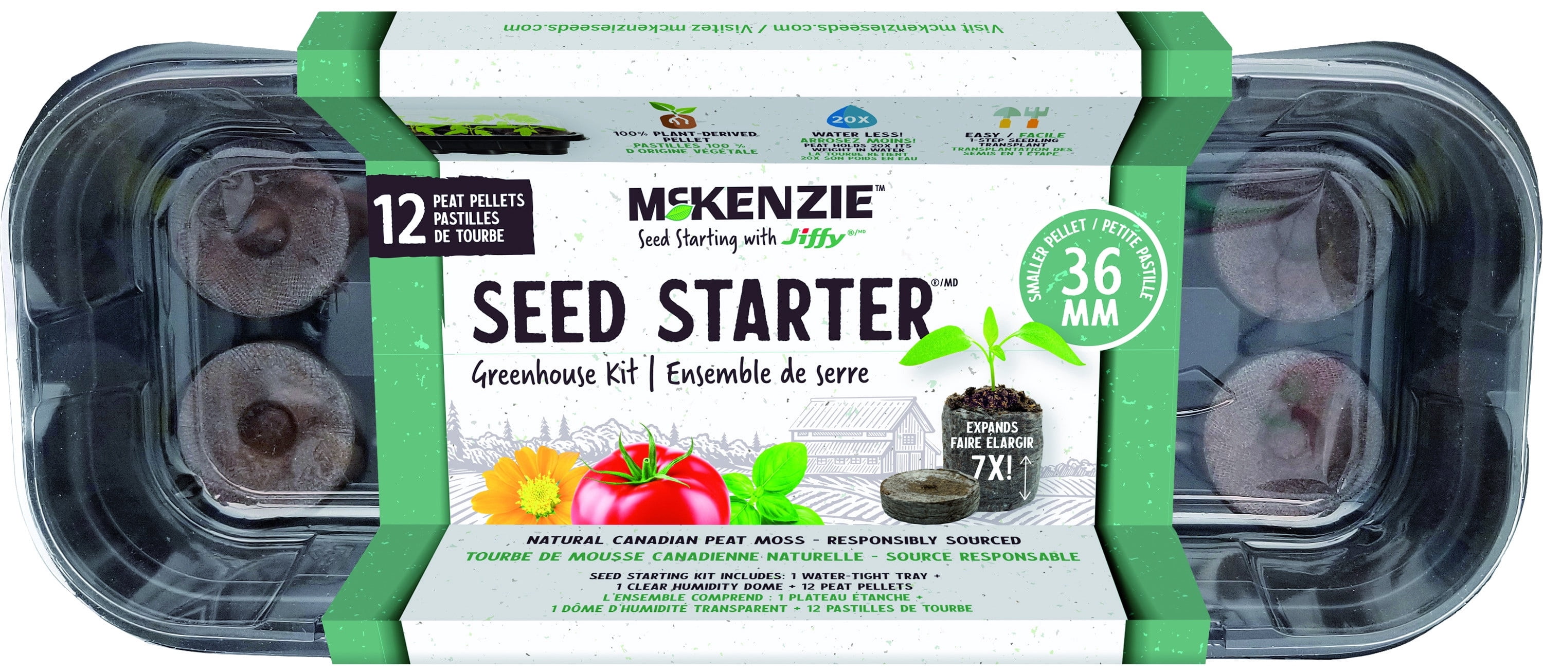 McKenzie with Jiffy Windowsill Seed Starter Greenhouse Kit, 12 Peat Pellet