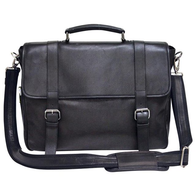 Preferred Nation P6120.BLACK Marshall Leather Briefcase, Black