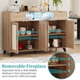 thumbnail image 4 of Sideboard Buffet Cabinet, 4 Rattan Doors 2 Drawers Accent Storage Cabinet, Console Table Coffee Bar w/Power Outlet & LED Light, Adjustable Shelves for Dining Living Room, Hallway, 4 of 7