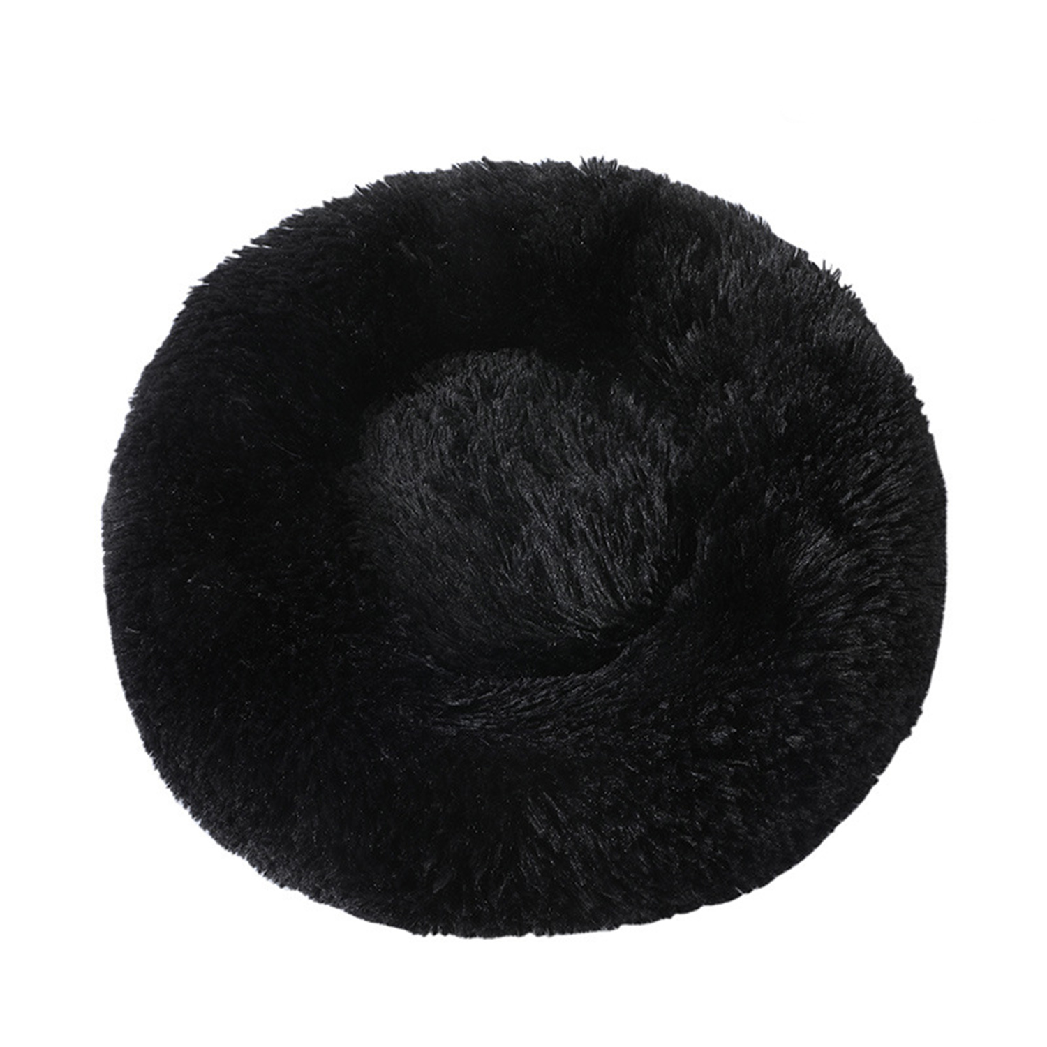 Plush Donut-Shaped Pet Bed for Dogs & Cats - 32x32 Inch (80cm) Black Calming Dog Bed with Raised Edges, Anti-Slip Bottom, Soft PP Fiber Filling - Ideal for Medium Pets Up to 45 Pounds, Machine