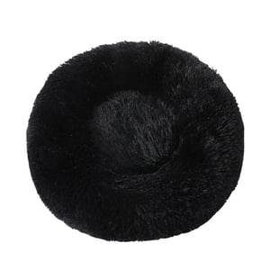 Plush Donut-Shaped Pet Bed for Dogs & Cats - 32x32 Inch (80cm) Black Calming Dog Bed with Raised Edges, Anti-Slip Bottom, Soft PP Fiber Filling - Ideal for Medium Pets Up to 45 Pounds, Machine