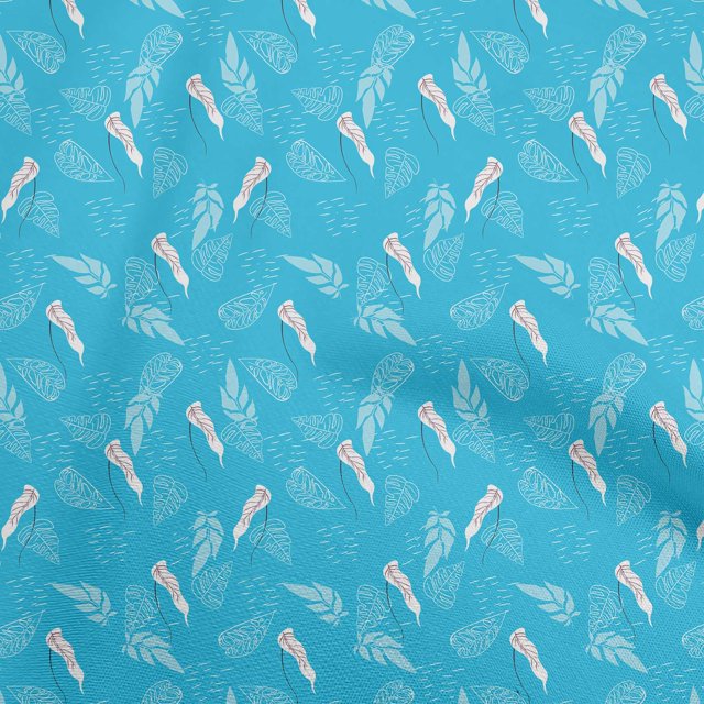 oneOone Cotton Poplin Medium Blue Fabric Tropical Sewing Craft Projects Fabric Prints By Yard 56 Inch Wide