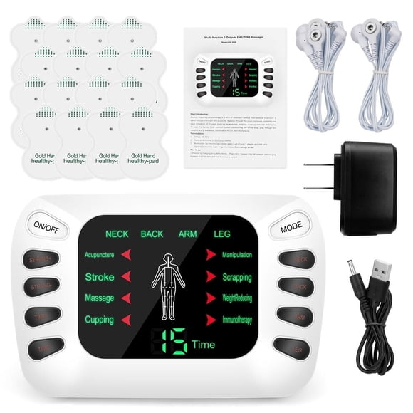 EASTIN TENS Unit Muscle Stimulator Machine with Replacement Pads for Pain Relief Multi-Modes FSA HSA Approved Products 4 Channels Rechargeable Electric Pulse Massager