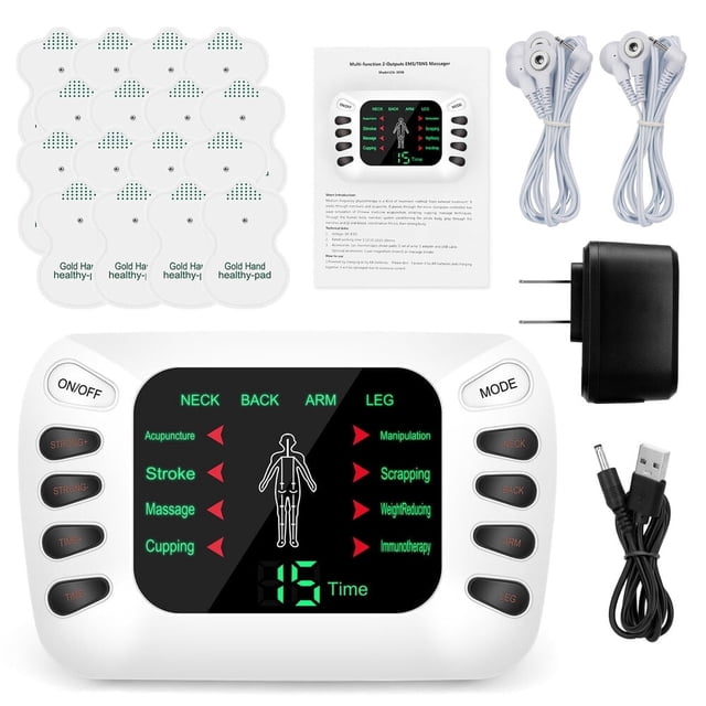 EASTIN TENS Unit Muscle Stimulator Machine with Replacement Pads for Pain Relief Multi-Modes FSA HSA Approved Products 4 Channels Rechargeable Electric Pulse Massager