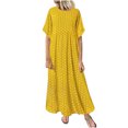thumbnail image 1 of Robe Décontractée pour Femmes Grande Taille à Col Rond, Manches Courtes, à Pois Peints, 1 of 9