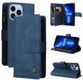 thumbnail image 1 of Case for iPhone 13 Pro Cover Zipper Pocket Wallet Case Magnetic Protective - Blue, 1 of 5