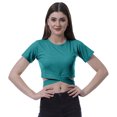 thumbnail image 1 of Moomaya Haut pour Femmes à Ourlet Croisé, Manches Courtes, Col Rond, T-Shirt, Blouse, Hauts, 1 of 6