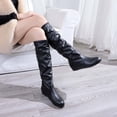 thumbnail image 4 of DPTALR Women's Winter Solid Color Long Boots Flat Heels Round-Toe Knee High Boot, 4 of 5