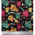 thumbnail image 1 of Soimoi Polyester Crepe Fabric Dot,Bone & Skull Print Sewing Fabric Yard 52 Inch Wide, 1 of 3