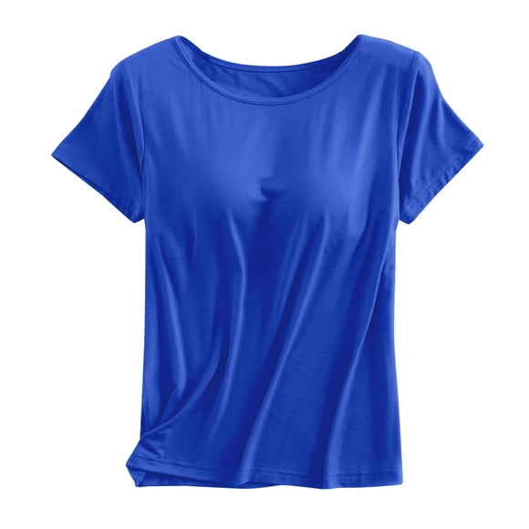 Product Category Women's Tanks & Short Sleeved T Shirt with Chest Pad Bra Cup Semi Sleeve Vest Pajamas