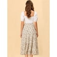 thumbnail image 4 of Unique Bargains Jupe Maxi à Volants à Étages à Taille Élastique à Imprimé Floral pour Femme, Blanc, TP, 4 of 5