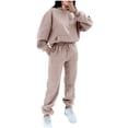 thumbnail image 2 of Ensemble de Deux Pièces pour Femmes 2023 Mode Poche Col Rond Décontracté Manches Longues Chandail en Molleton + Pantalon Ensemble de Sport pour Femmes en Solde, 2 of 5