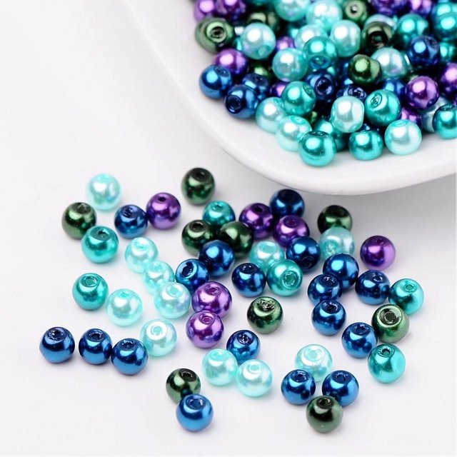 CHUANK Silver-Grey Mix Pearlized Glass Pearl Beads Mixed Color