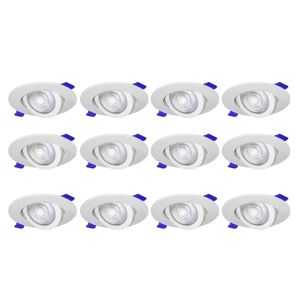 Nadair, 4’’ LED Recessed Gimbal (Swivel) Ultra Slim Lights, NO Part of Ceiling Visible Through The Eyeball Gap, 12-Pack, IC and Non-IC, Dimmable, 8W=50W, 600 Lumens, 3000K (Warm White), Quick Connect