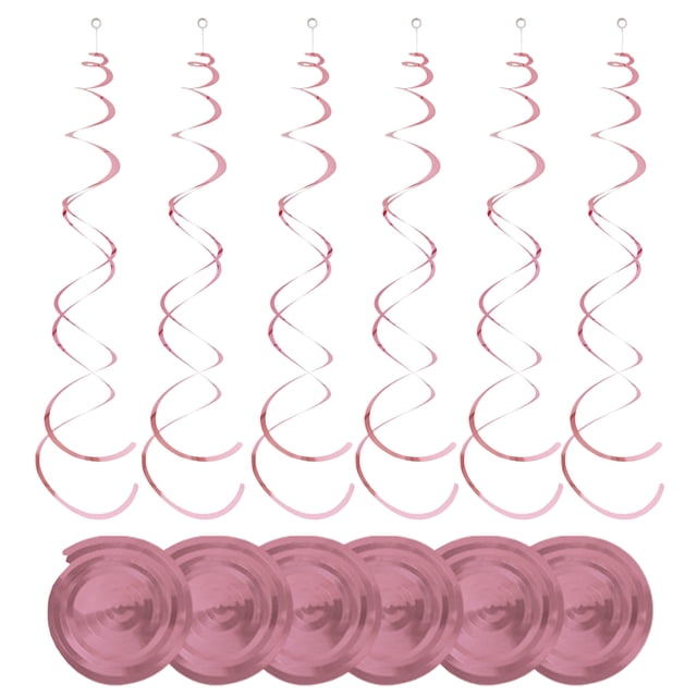 Becaristey 6pcs Set Streamers Decorations Party Streamers Gold Streamers Party Decorations Ceiling Decorations For Birthday Party Pink 27.5 inch 1Set